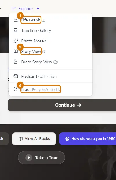The Explore menu (Computer)
