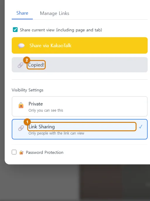 After copying the link — changed to Link Sharing (Computer)