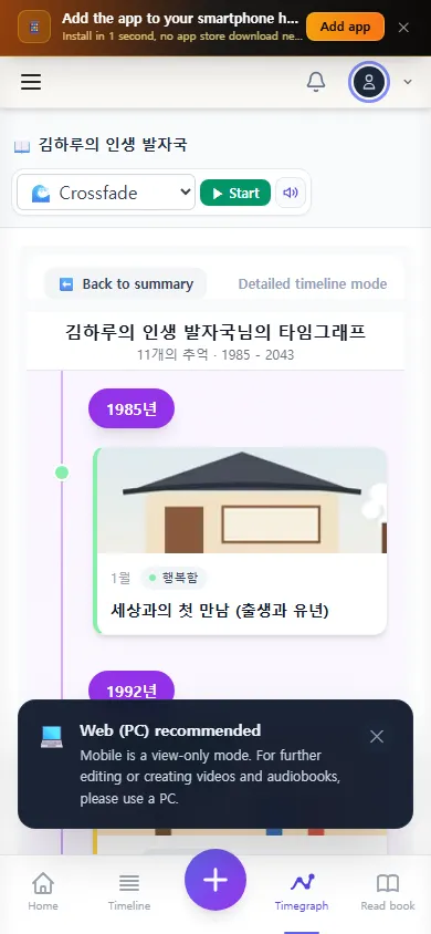 The Timegraph on a phone (Phone)
